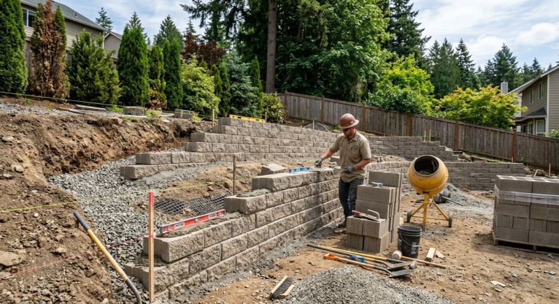 Block Retaining Wall Installation in Sanford, FL